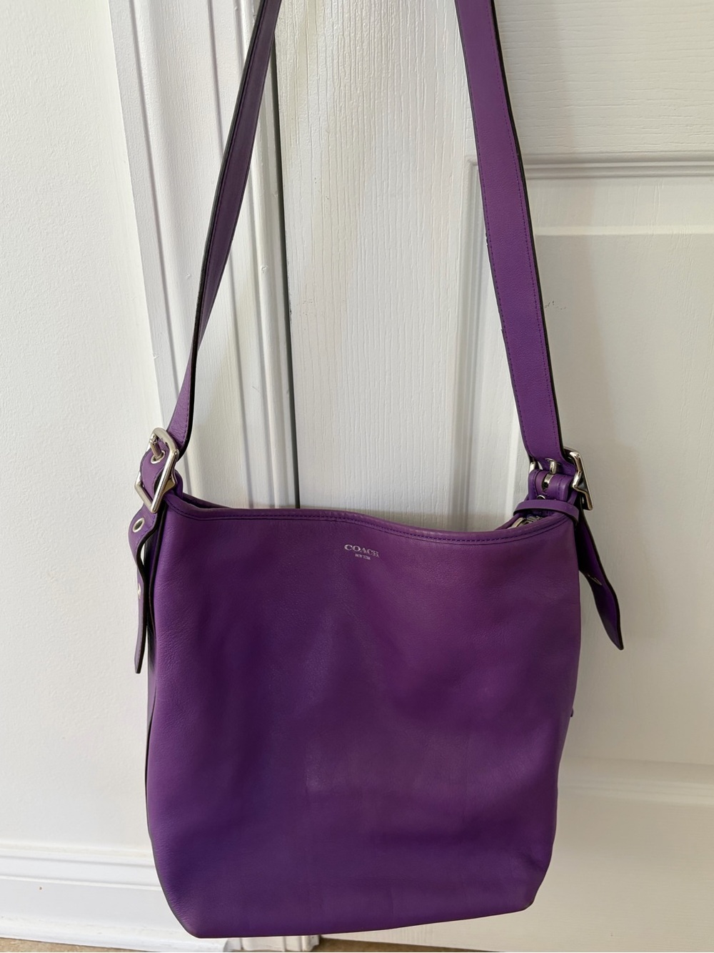 Coach Purple Leather Shoulder Hobo Bag